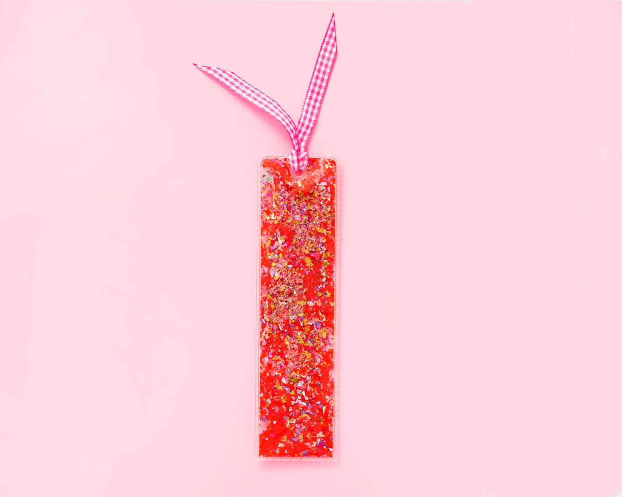 Red + Pink Confetti Bookmark (V-10)