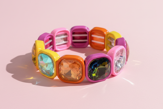 Elise Pink and Orange Bracelet - Min. 2 (B-97)