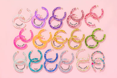 Confetti Hoop Earrings - Asst Colors - Min. 2