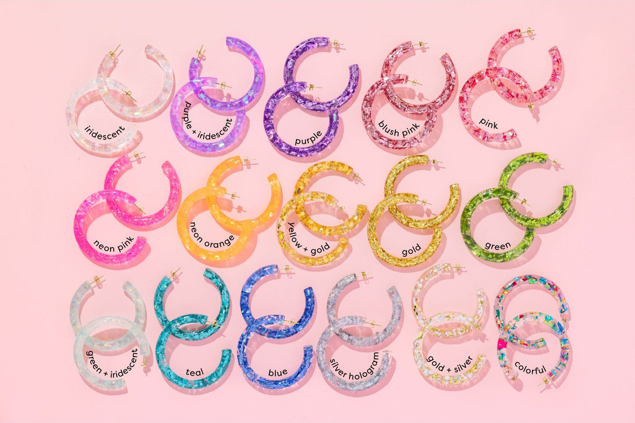 Confetti Hoop Earrings - Asst Colors - Min. 2