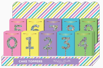 Confetti Cake Toppers 0-9 Assortment w/ Display (CTOP-ASST-DISP-#)