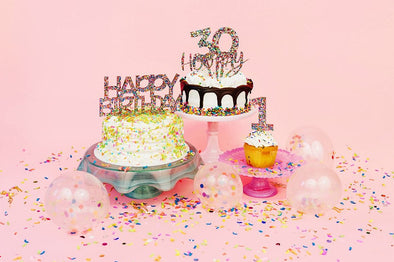 Cake Topper - "Happy Birthday" - Colorful Confetti (CTOP-12)