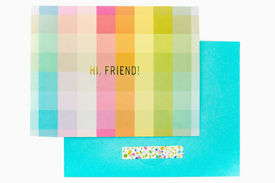Boxed Greeting Cards - 10 "Hi, Friend!" Cards - Gingham (NC-12)
