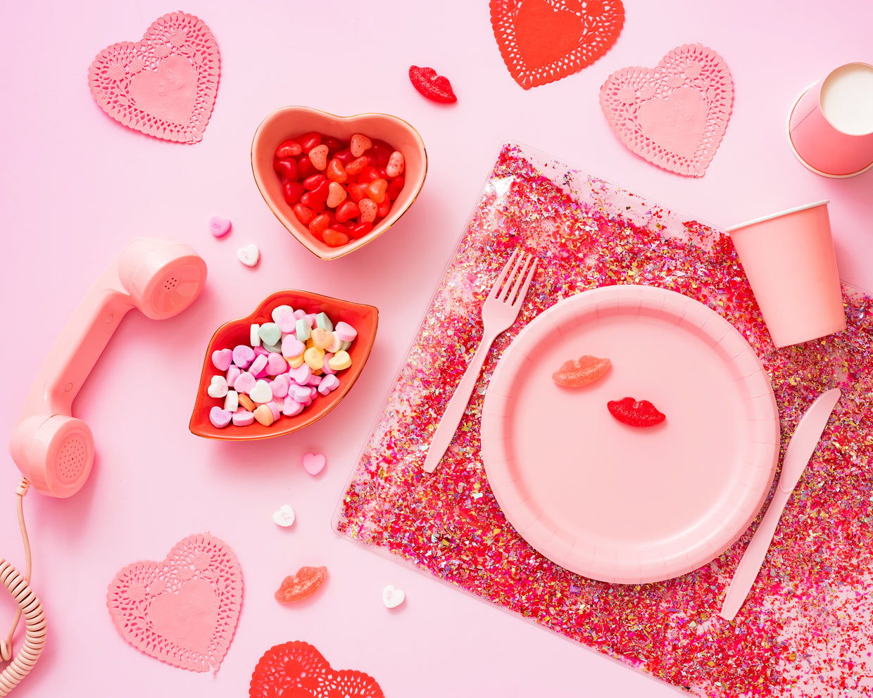 Red + Pink Confetti Placemat (V-09)